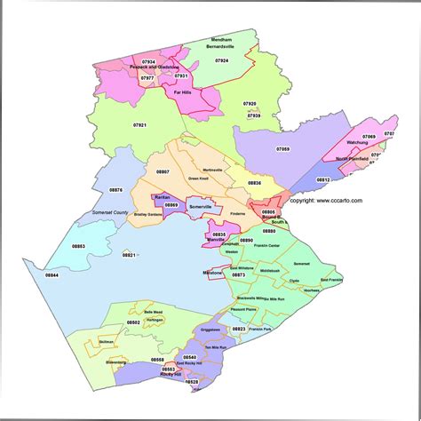 Somerset County New Jersey Zip Code Map