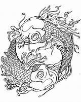 Coloring Koi Pages Japanese Fish Tattoo Dragon Fire Japan Printable Pisces Tattoos Water Garden Coy Carp Deviantart Adult Colouring Coloringtop sketch template