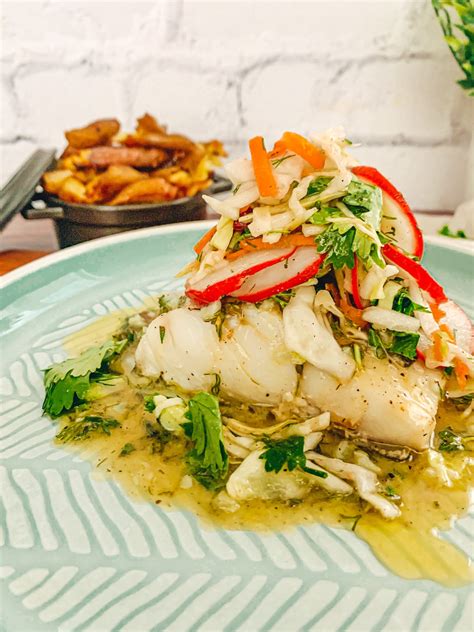 Pan Seared Sea Bass With Zesty Herb Salad
