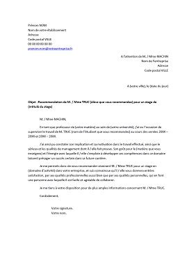 lettre de recommandation pour etudiant exemples de cv