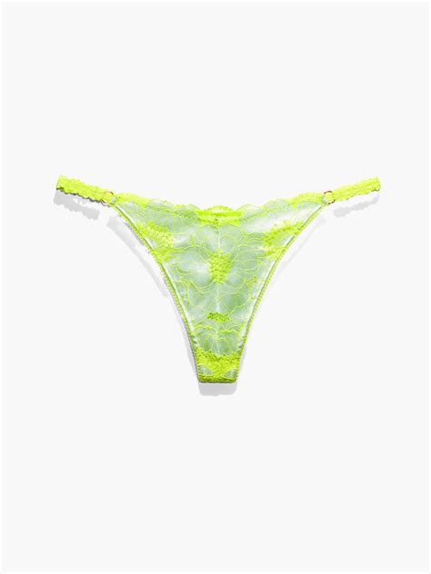 Perfect Poppies Lace String Thong In Green And Multi Savage X Fenty