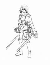 Coloring Aot Mikasa sketch template