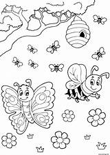 Abeille Papillon Miel Ruche Gratuit Bijen Insecte Imprimé Fois Jecolorie sketch template