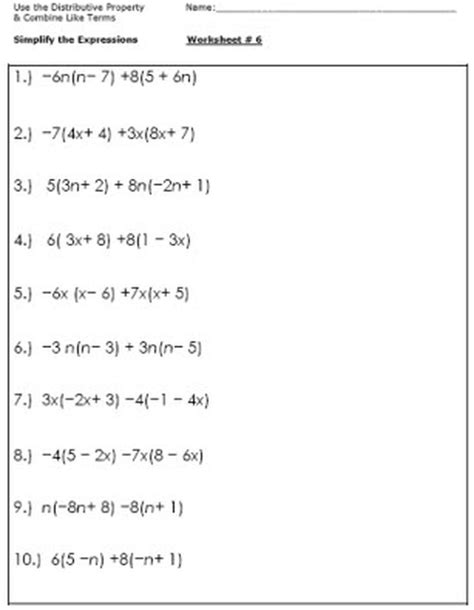 simplifying equations worksheets year  tessshebaylo