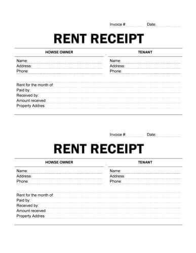 landlord rent receipt template printable receipt template