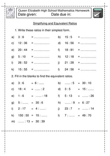 simplifying  equivalent ratio  jlcaseyuk teaching
