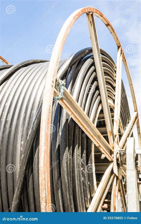 cable drum stock image image  diagonal rolled large
