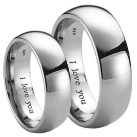 his and hers matching titanium wedding couple ring sets