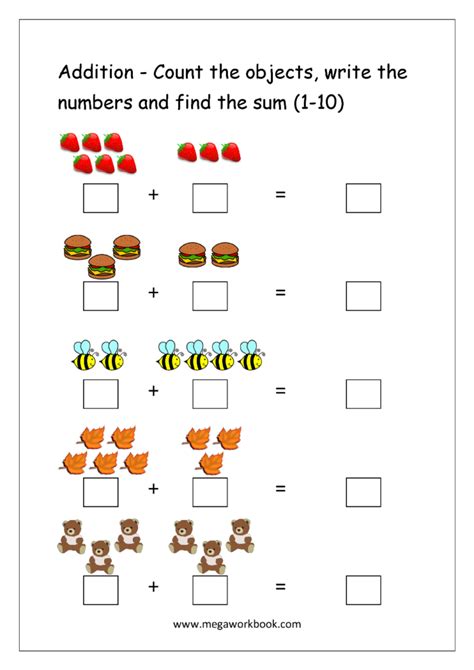 addition worksheets kindergarten printable