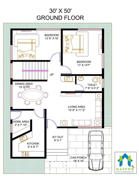 bhk house plan   sq ft