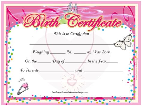printable birth certificate templates word