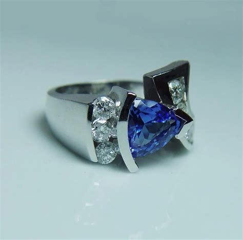 Vintage Tanzanite Diamond Ring 14K White Gold Heavy 2.5ct