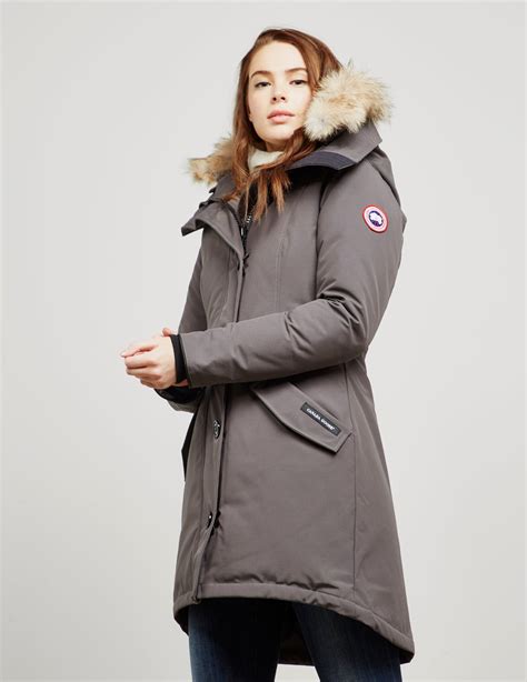 lyst canada goose womens rossclair padded parka jacket grey  gray