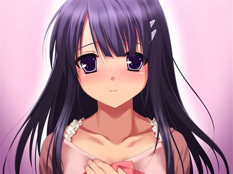 image d anime binkan kanojo game long hair blush black hair purple