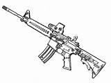 Coloring Rifle Weapon Gun Pages Assault M16 Guns Fortnite Printable Machine Sheets Vapen Print Drawings Bilder Outline Hand Templates Boys sketch template