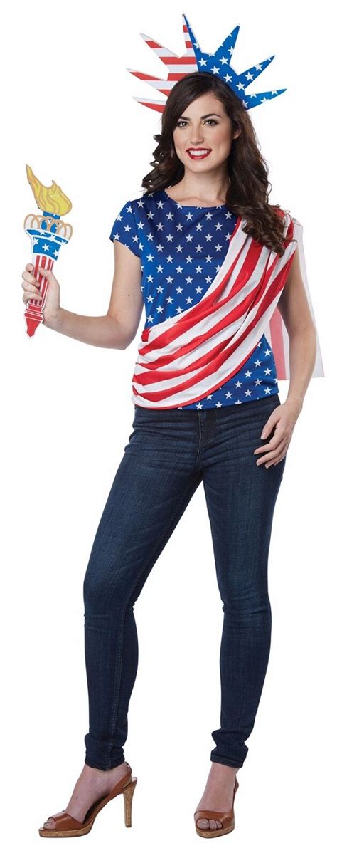Patriotic Statue Of Liberty Miss Independence America Costume Adult