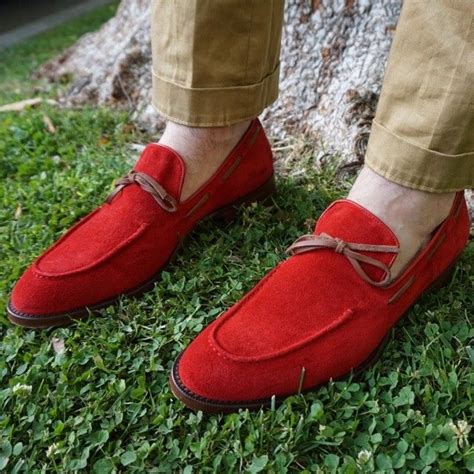 red suede mens loafers mensfash loafers men red leather shoes mens leather loafers