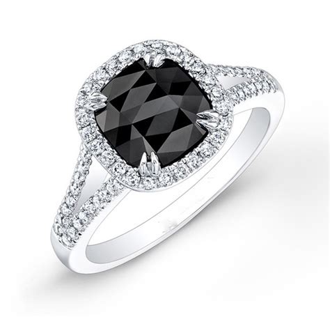 1 25 carat oval shaped black diamond engagement ring in 14k gold and 62