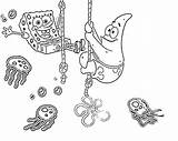 Coloring Spongebob Pages Patrick Baby Library Clipart Jellyfishing sketch template