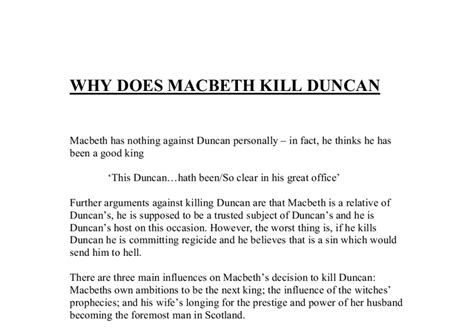 Why Does Macbeth Kill Duncan Gcse English Marked By