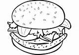 Burger Coloring Pages Hamburger Drawing Kids Print Color Printable Cheeseburger Foods Getdrawings Labels Colorings sketch template