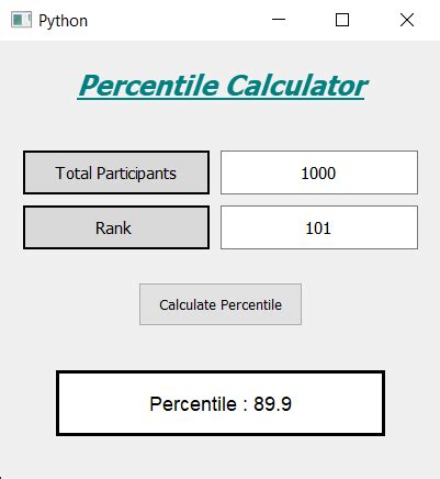 pyqt percentile calculator geeksforgeeks
