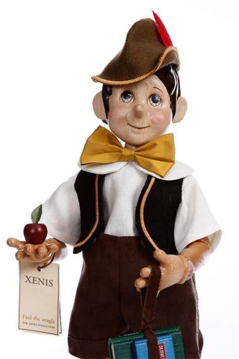 pinocchio off to school wood art doll by marlene xenis