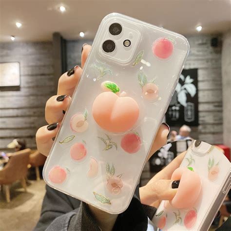 fruit peach flexible silicone phone case  iphone   pro max