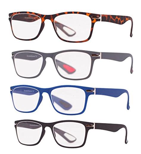 set of 4 quality comfort reading glasses for men and women pouch