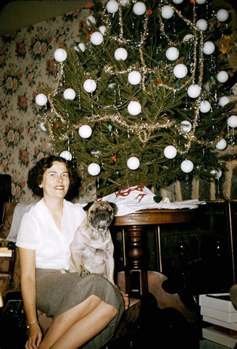 mid century women enjoying real christmas trees