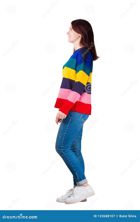 side view woman stock image image  jeans people