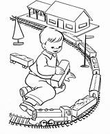 Coloring Train Set Pages Toy Toys Kids sketch template