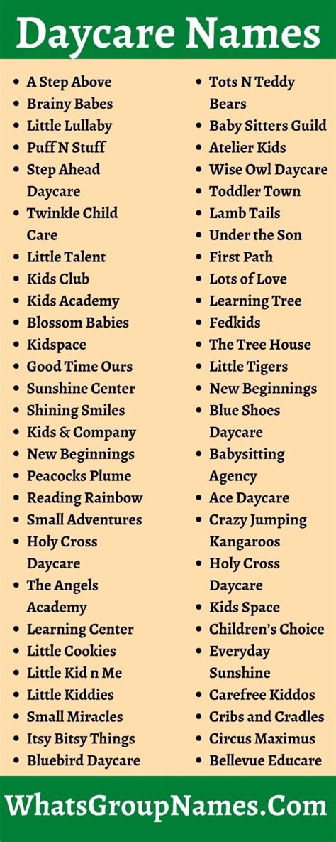409 daycare names [cool catchy unique good perfect]