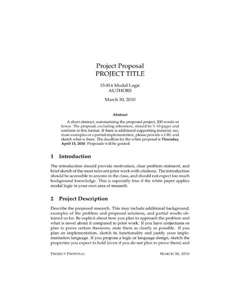 simple project proposal templates  word