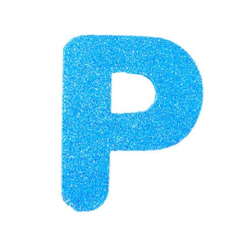 Letra P Em Eva Azul Com Glitter 13cm Evamax Decoração De Ambiente
