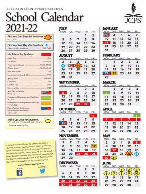 jcps school calendar  printable calendar