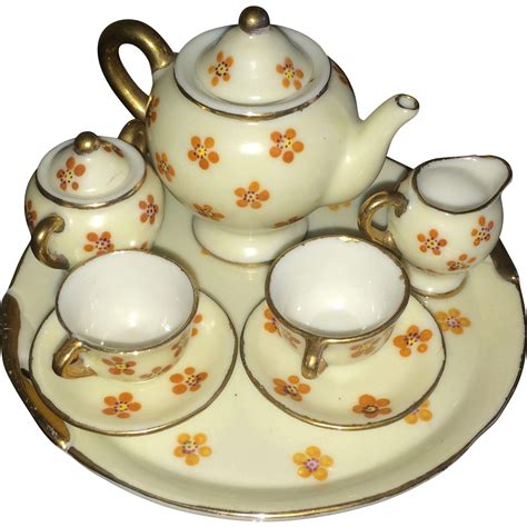 miniature porcelain tea set   occupied japan  basinger  ruby lane