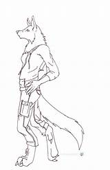 Wolf Anthro Lineart sketch template