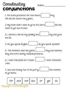 grade coordinating conjunction worksheet kidsworksheetfun