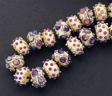 ivory lampwork beads  jewelry making colorful glass beads etsy