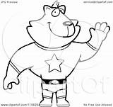 Cat Hero Super Coloring Waving Clipart Cartoon Vector Outlined Thoman Cory Royalty sketch template