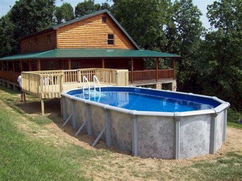 25 Top Oval Above Ground Swimming Pools Design With Decks Backyard