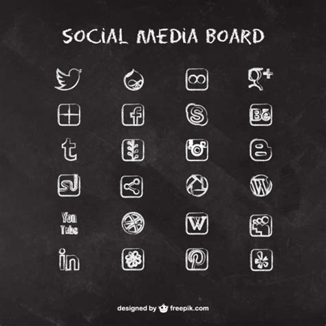 social media icons on blackboard vector premium download