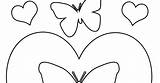 Coloring Hearts Butterflies sketch template