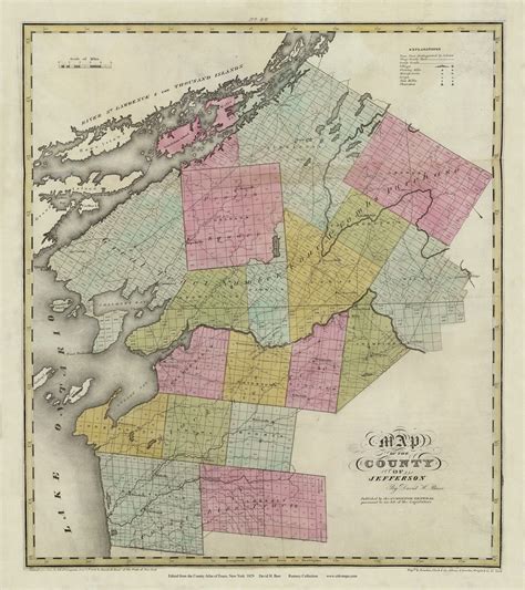 Jefferson County New York 1829 Burr State Atlas Old Maps