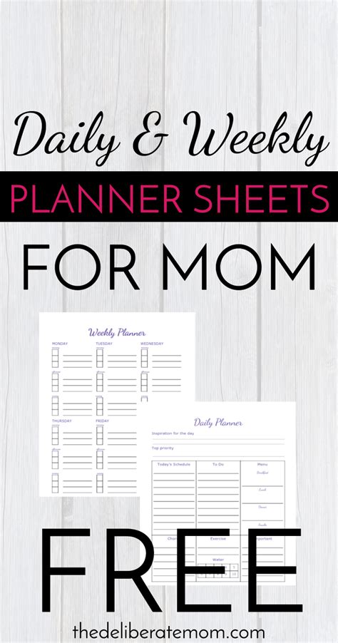 daily  weekly planning sheets  mom  deliberate mom