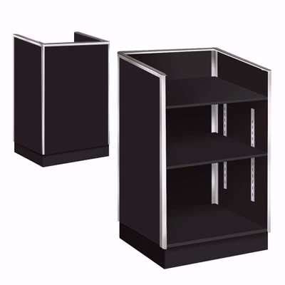 metal framed  top register stand black display warehouse retail fixtures display cases