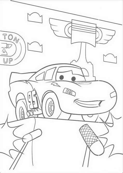 kids  fun kleurplaat cars pixar lightning mcqueen houdt
