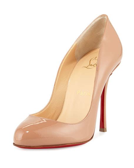 Christian Louboutin Merci Allen Patent 100mm Red Sole Pump Nude