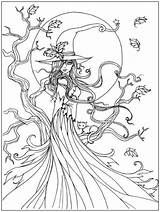 Coloring Pages Halloween Witch Adult Adults Book Printable Books Witches Colouring Sheets Realistic Simple Fairy Color Harrison Molly Fall Autumn sketch template